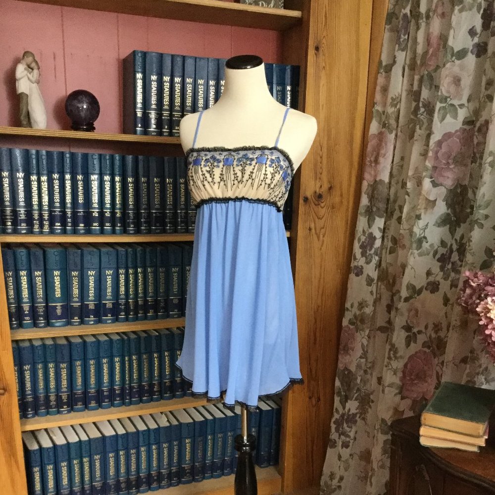 Flora Nikrooz blue baby doll nightie with G-string
